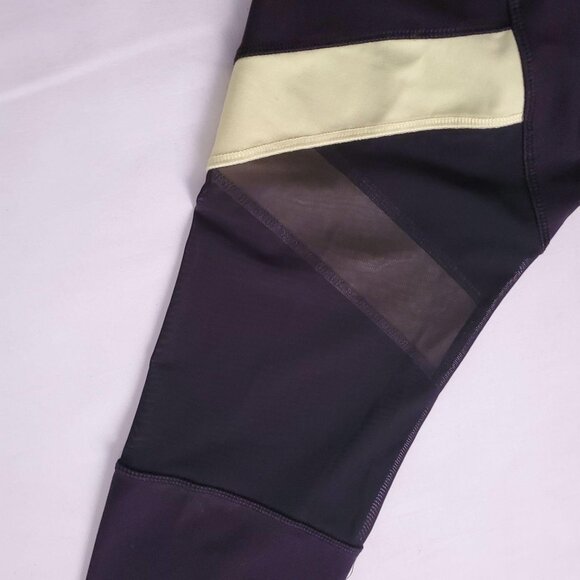 RBX Active Women's Capri Length Workout Yoga Mesh Leggings Purple/White XL/TG - Picture 4 of 10